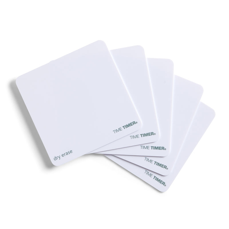 There are 5 Time Timer Dry Erase Activity Cards fanned out.